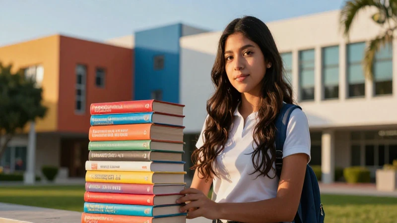 Estudiante mexicano motivado en campus moderno