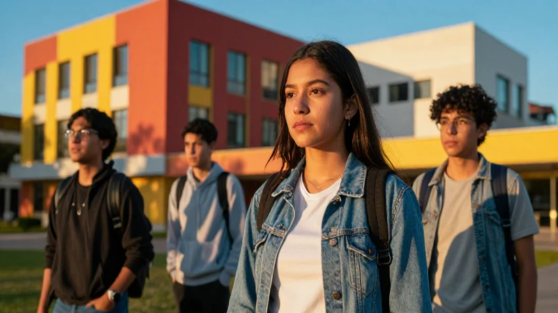 Estudiante mexicano universitario vibrante en campus moderno