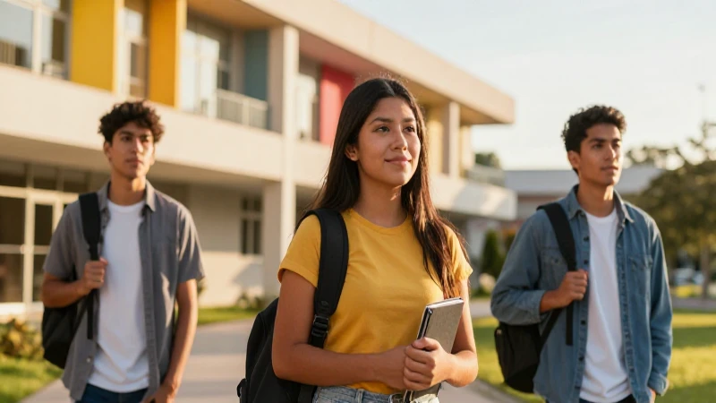 Estudiantes mexicanos modernos bajo luz dorada