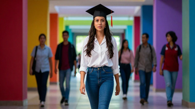 Joven estudiante mexicano camina por la universidad