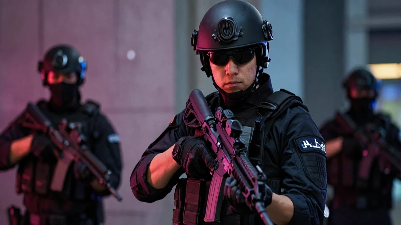 Imagen hiperrealista de seguridad táctica urbana