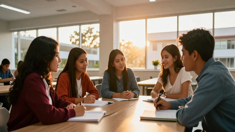 Cuáles son las convocatorias disponibles en el portal SEJ Jalisco 2 Estudiantes mexicanos colaborando en campus moderno