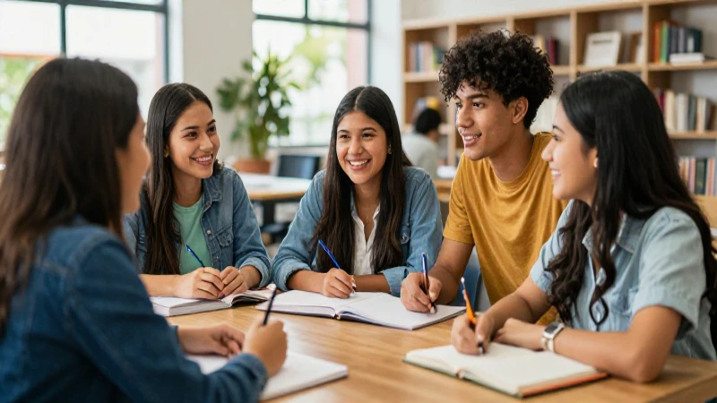 Estudiantes mexicanos jóvenes en la universidad con éxito