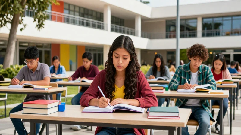 Estudiantes mexicanos universitarios en un campus vibrante