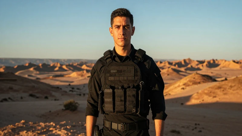 Joven mexicano en uniforme en desierto épico
