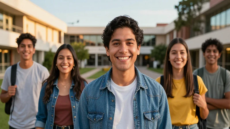 Estudiante sonriente representa progreso y oportunidad