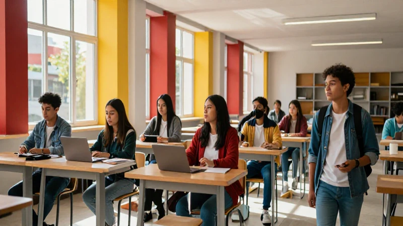 Jóvenes mexicanos estudian bajo luz académica vibrante