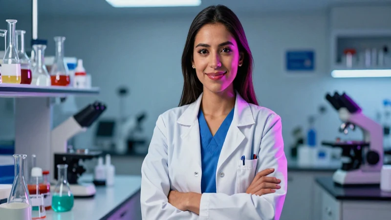 Estudiante mexicana médica profesional en laboratorio