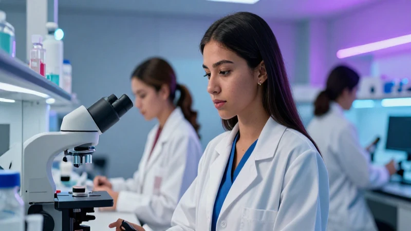 Estudiante mexicana en laboratorio de alta tecnología