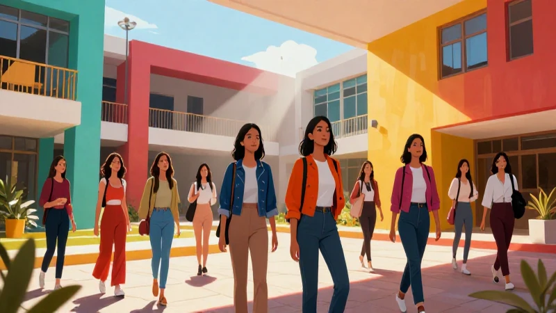 Estudiante mexicana moderna en campus vibrante