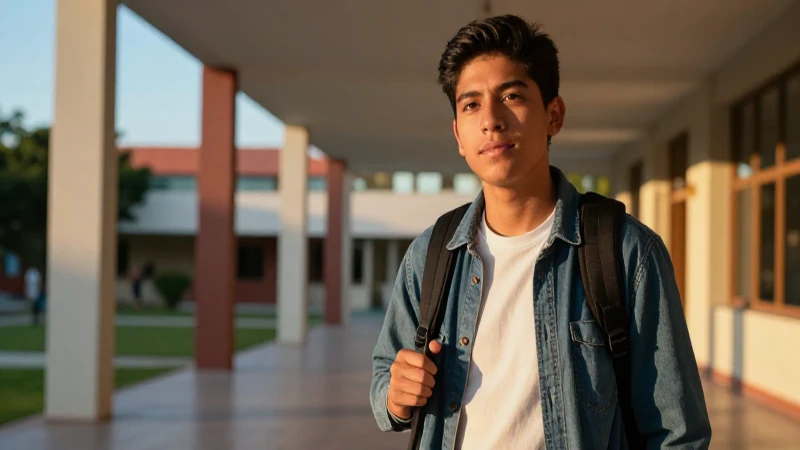 Joven estudiante mexicano en universidad