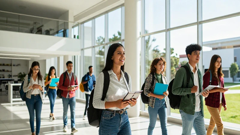 Jóvenes mexicanos en campus universitario moderno