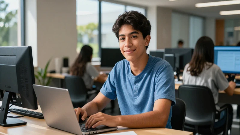 Estudiante universitario moderno y brillante