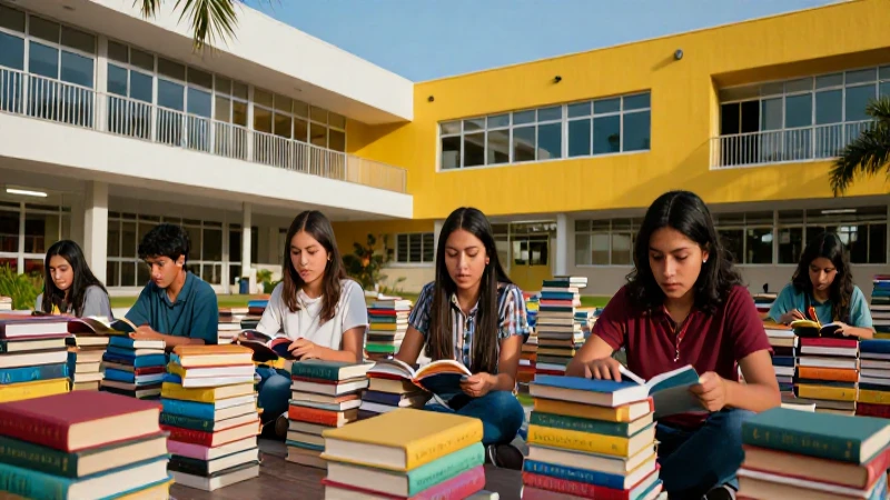 Estudiantes mexicanos en campus moderno, logrando éxito académico