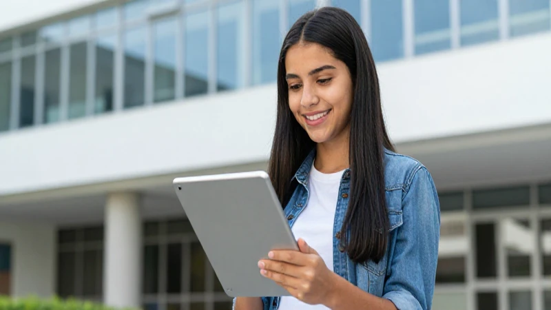 Estudiante mexicano moderno con tableta