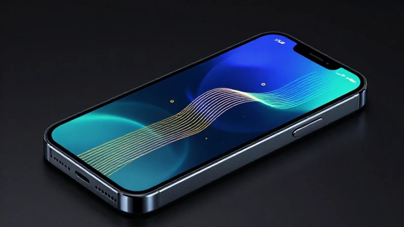 Smartphone futurista con neón y datos dinámicos