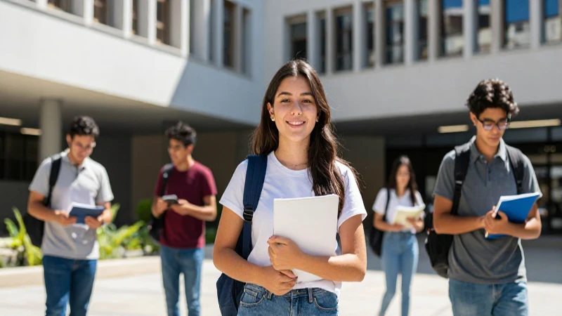 Estudiante mexicano moderno en campus universitario