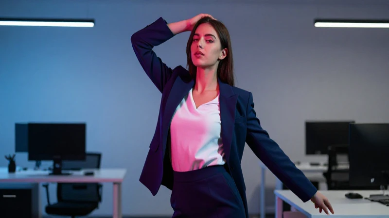Mujer profesional atractiva en traje de oficina