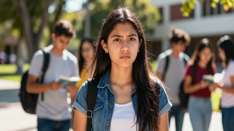 Estudiante mexicano determinado en campus universitario