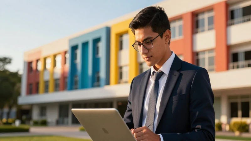 Estudiante mexicano moderno en campus universitario