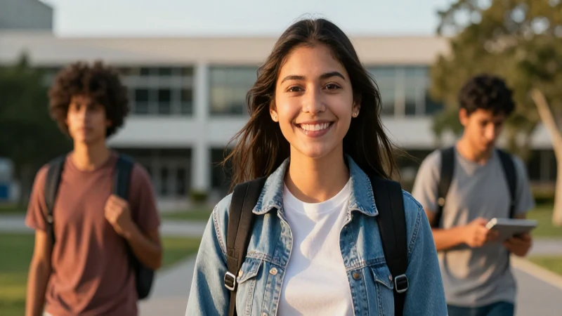 Joven mexicano en universidad, foto cinemática