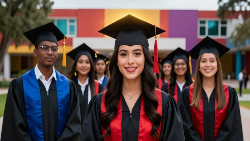 Estudiante mexicano brillante en un campus vibrante