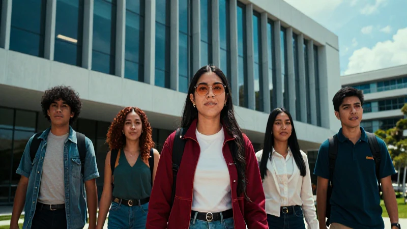 Estudiantes mexicanos modernos en un campus vibrante