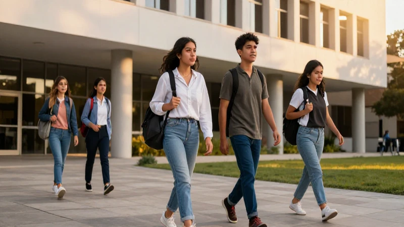 Estudiante mexicano en campus universitario al atardecer