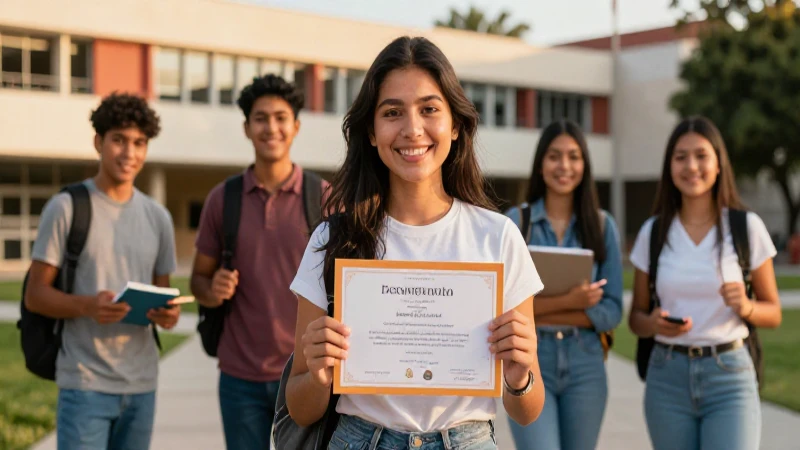 Joven mexicano exitoso sonriendo en campus