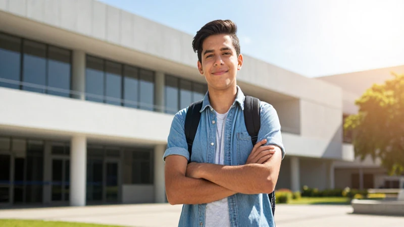 Estudiante mexicano en campus, imagen profesional de calidad