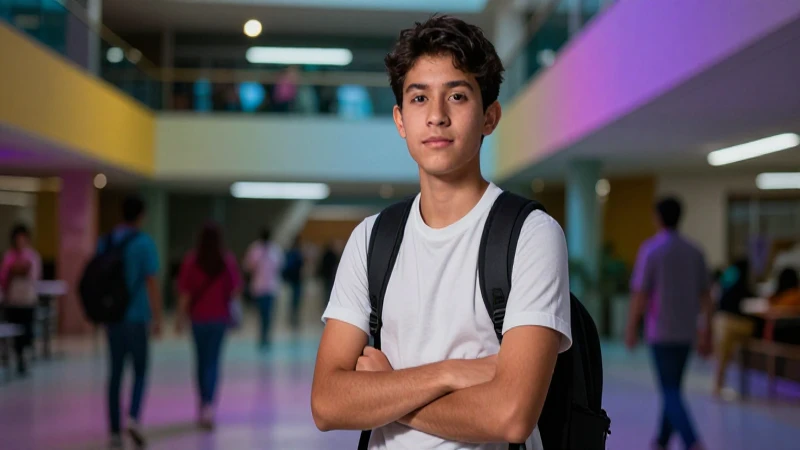Estudiante mexicano estudia en universidad moderna