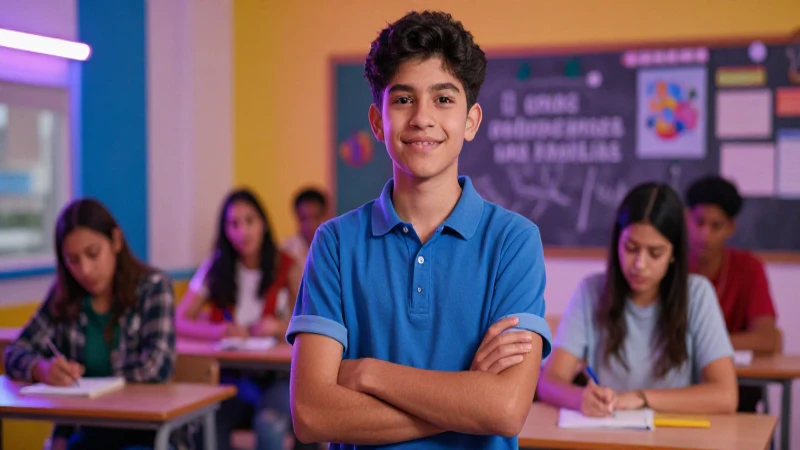 Estudiante mexicano exitoso en clase