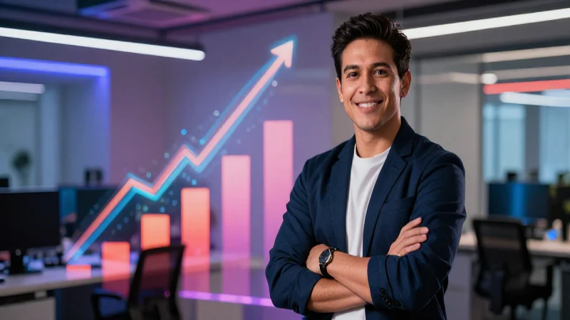Emprendedor mexicano moderno en oficina tecnológica
