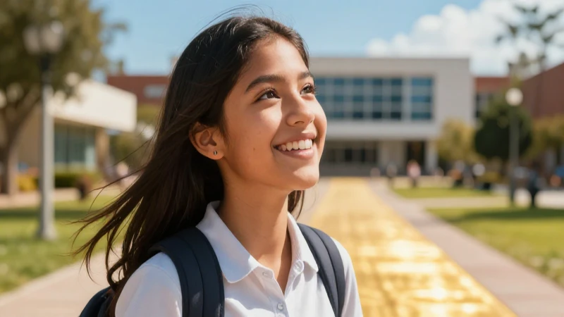Estudiante mexicano con camino dorado de oportunidad