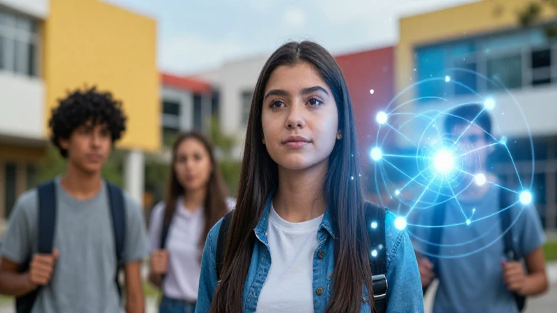 Estudiante mexicano y conexión digital futurista