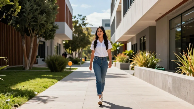 Estudiante mexicano en campus soleado