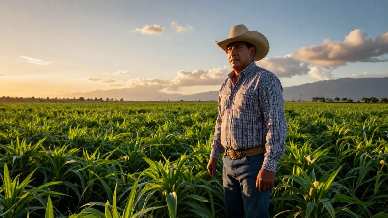 Agricultor mexicano dramático al atardecer dorado