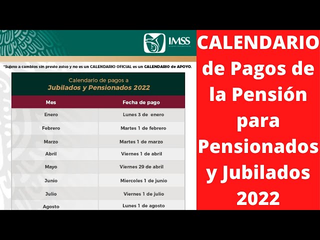 cual es el calendario de pagos del imss