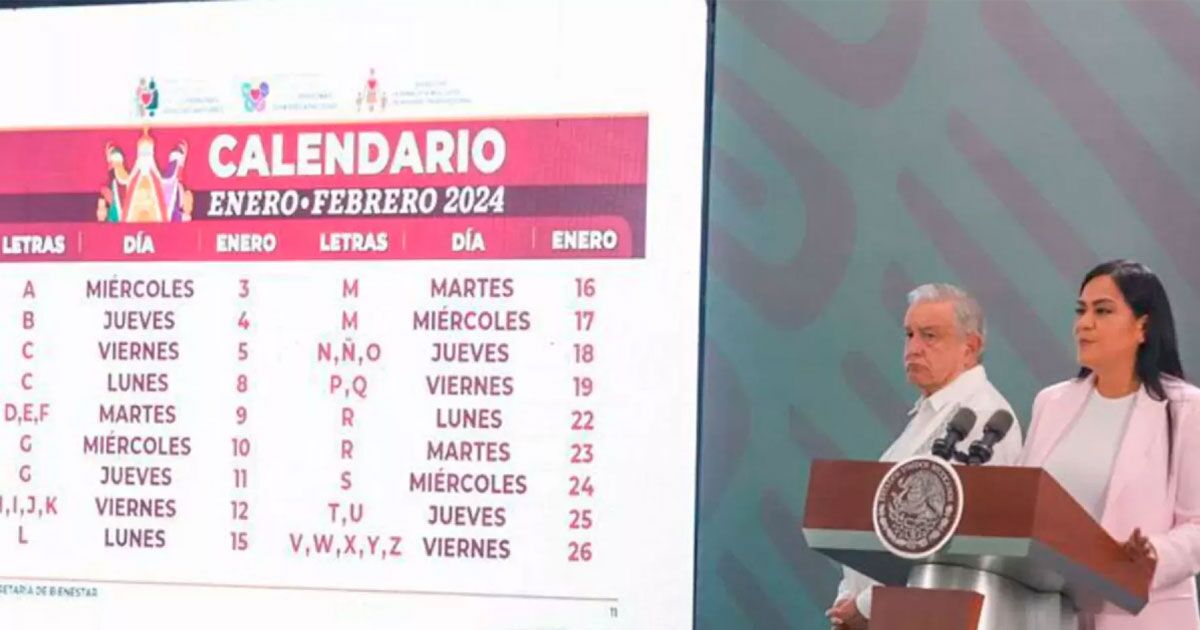 cual es el calendario de pagos del programa de bienestar para adultos mayores