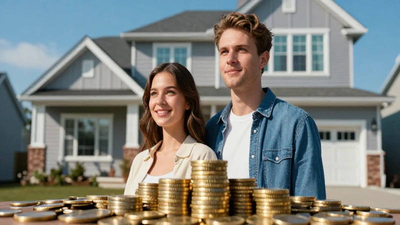 Pareja joven optimista en casa moderna canadiense