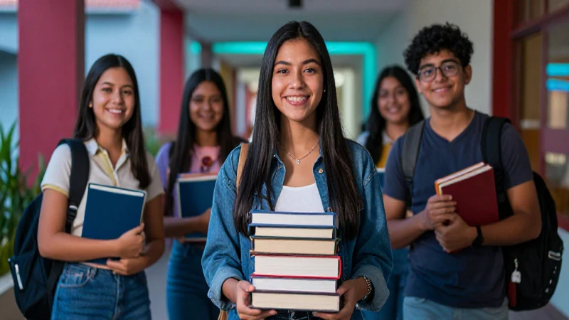 Estudiante mexicano sonriente en universidad moderna
