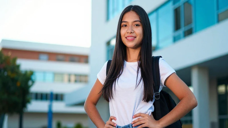 Estudiante mexicano moderno en foto cinematográfica