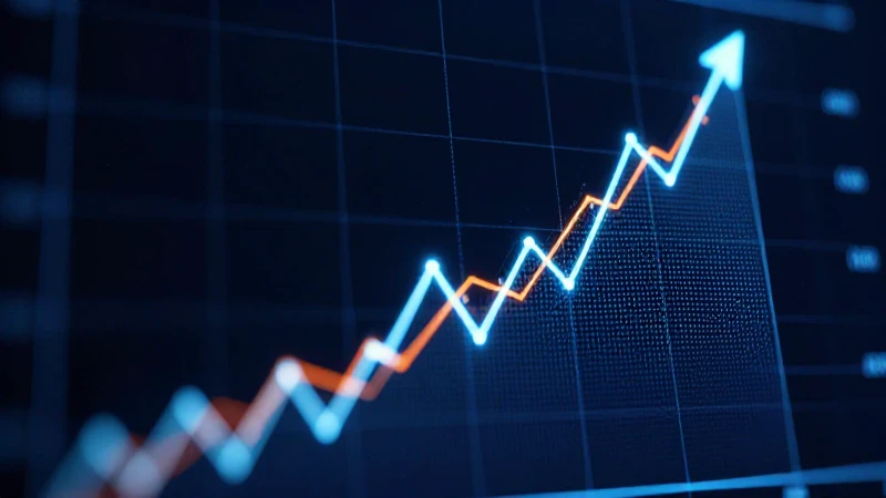 Gráfico ascendente futurista en azul y naranja
