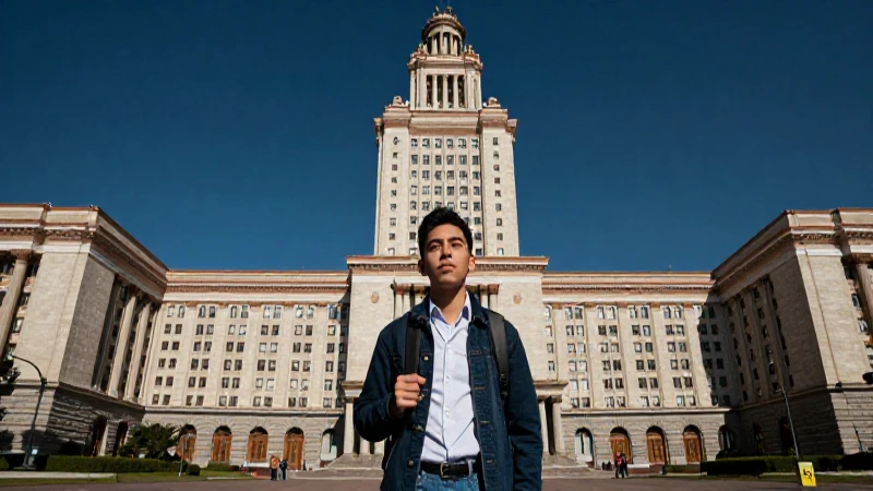 Estudiante mexicano en majestuosa universidad