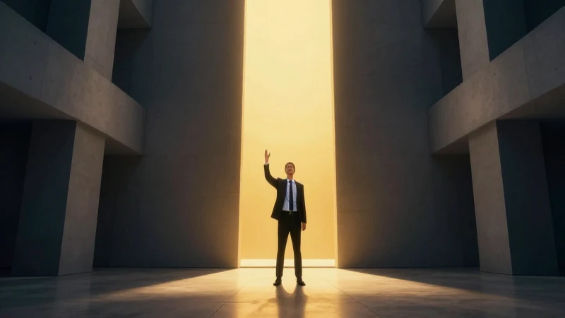 Profesional esperanzado con luz dramática en arquitectura moderna