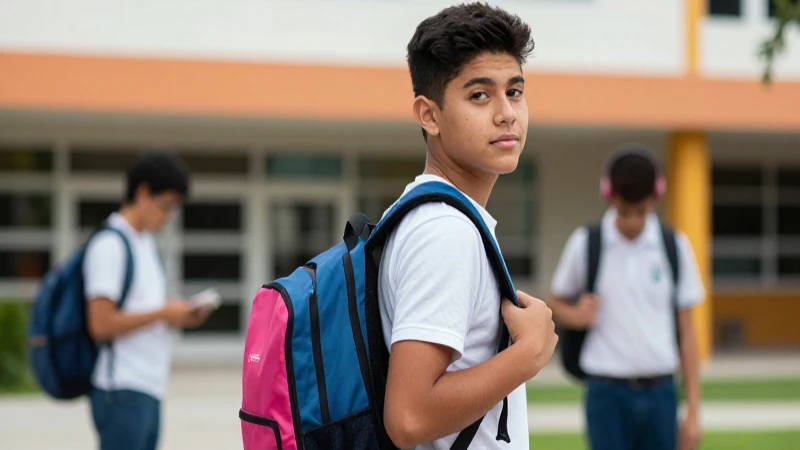 Estudiante mexicano joven y moderno en campus escolar