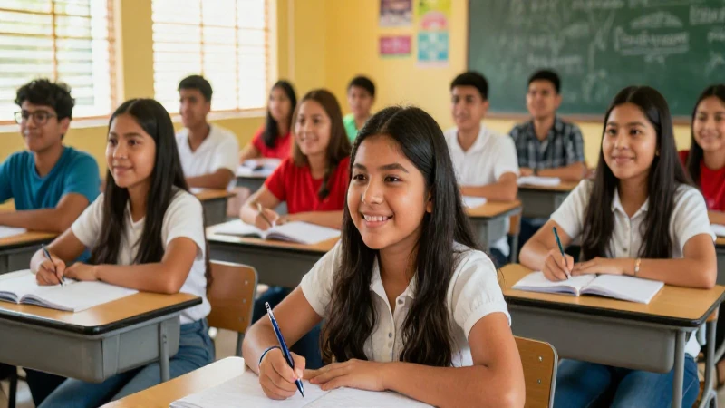 Estudiantes mexicanos felices triunfan en clase moderna