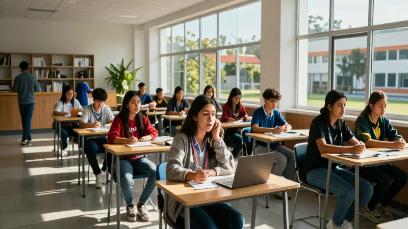 Jóvenes estudiantes mexicanos en un campus moderno