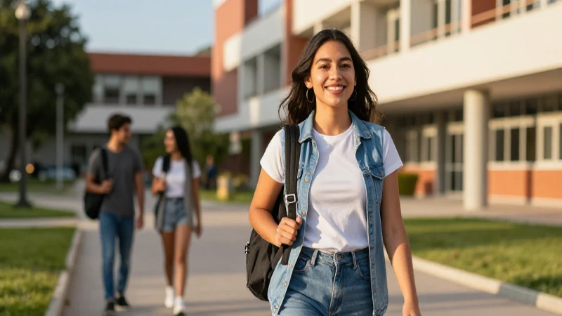 Joven mexicano sonriente en campus universitario