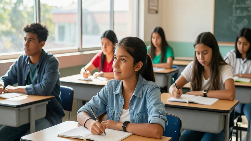 Jóvenes mexicanos en aulas modernas y brillantes